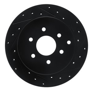 Nissan Pathfinder Brake Rotor (1) - Rear Right - R1 Concepts - Drilled & Slotted - Black - `05-`12